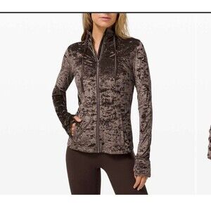 Lululemon Hooded Define Jacket Crushed Velvet French Press Brown Size 12